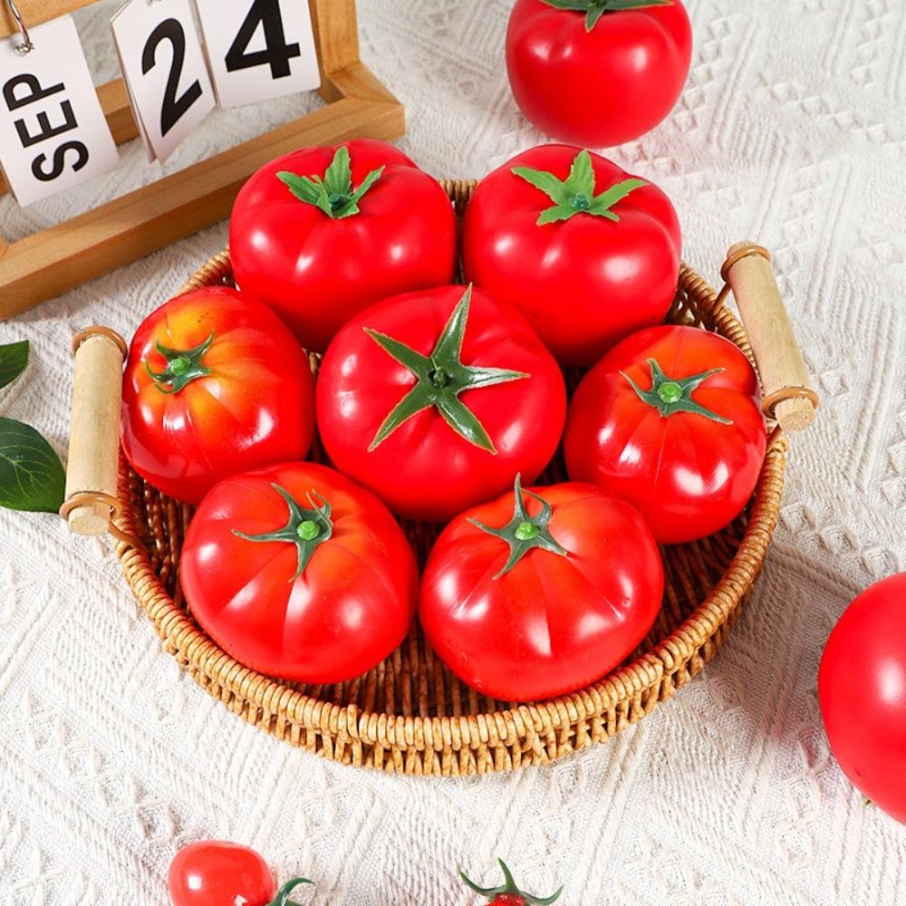 

5pcs Lifelike Artificial Tomato Ornament Mini Fake Vegetables Props Party Decor