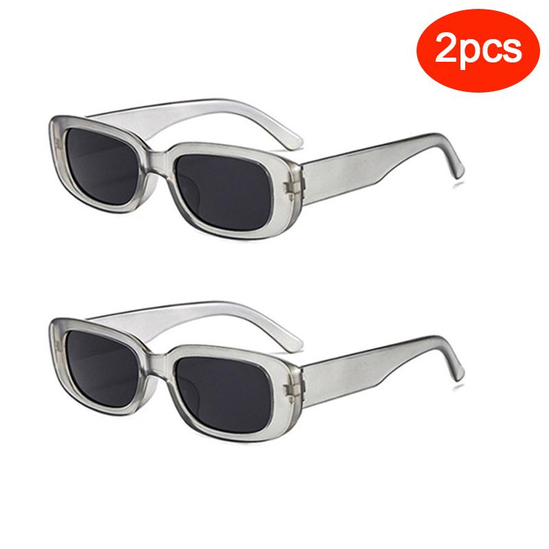 Protective Glasses 2pcs/set Rectangle Frame Sunglasses For Women Men Candy Color Y2K Fashion Sun Glasses Vintage Outdoor Eyewear