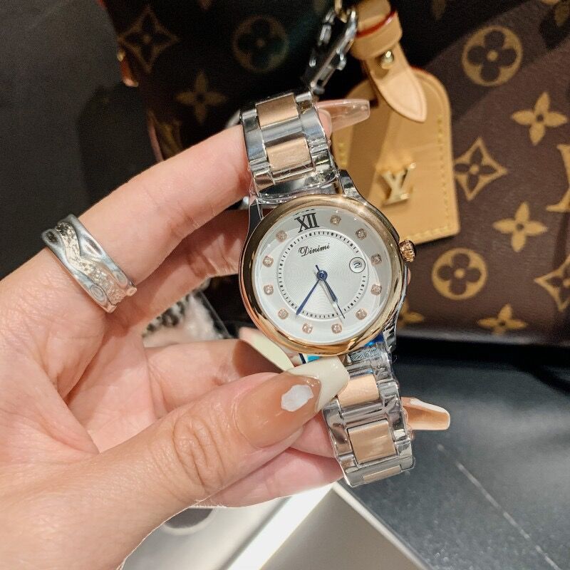 Quartz Watch Women'S Steel Belt Watch Women'S Rhinestone Scale Simple Temperament
