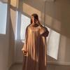 Middle East Arab Women's Year Spring New Fashion Temperament Mercerized Loose Bubble Sleeve Long Dress