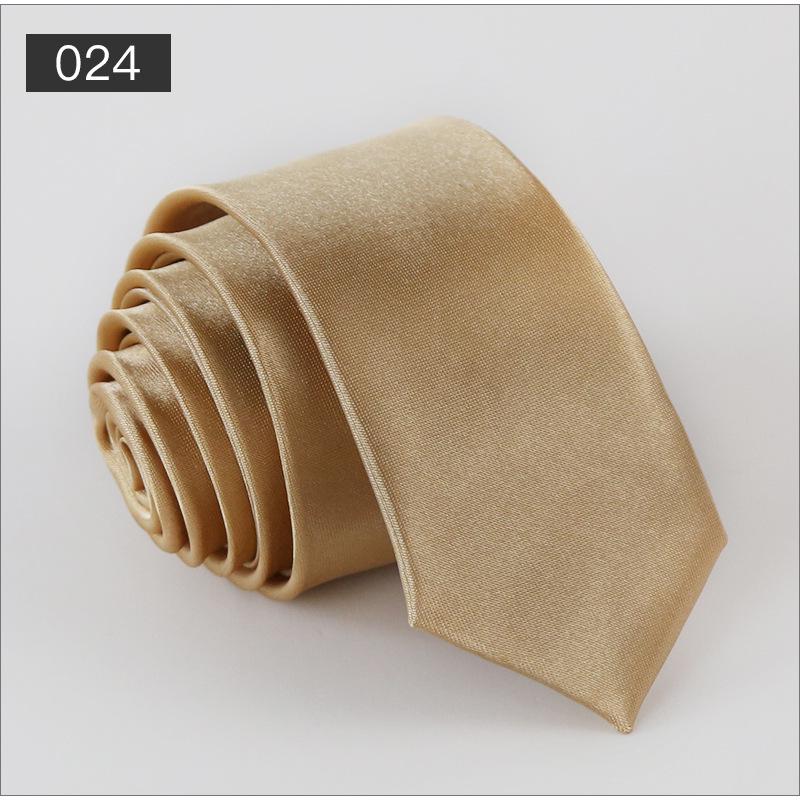 Men's Solid Color Narrow Shiny Polyester Silk Tie - Formal & Casual Fashion