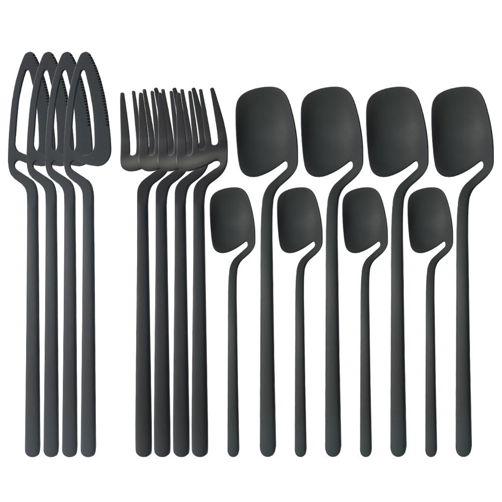 Western 16Pcs Knife Fork Spoon Dinnerware Set Matte 304 Stainless Steel Dinner Cutlery Set Party Kitchen Flatware Tableware