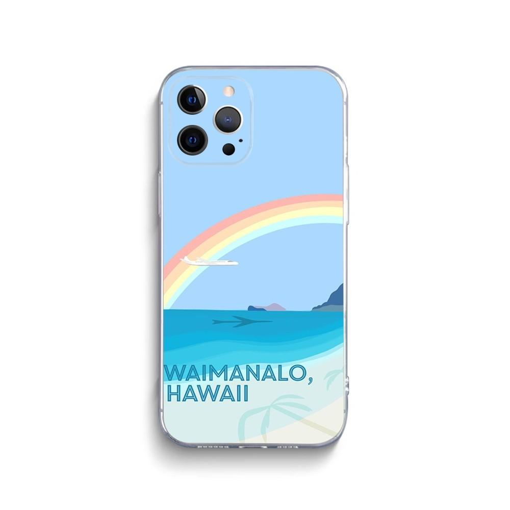 Hawaii Travel Seaside Phone Case For iPhone 15,14,13,12,11 Plus,Pro,Max,XR,XS,X,7,8 Plus,SE,Mini Transparent Silicone Soft