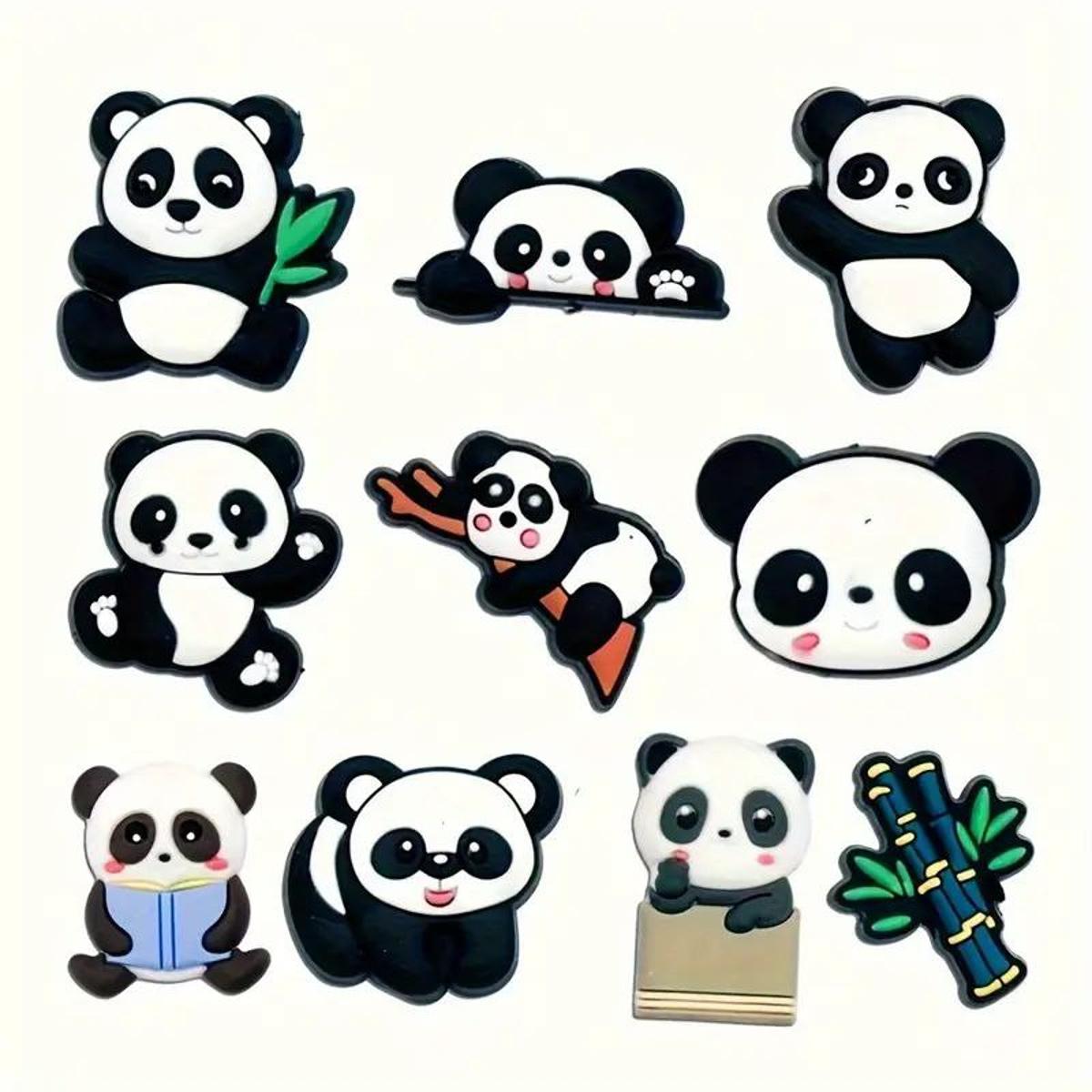 

Джибитсы панда panda животное 10 шт аксессуары крокс украшение різнокольоровий