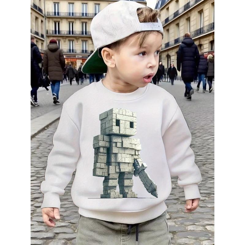 Autumn And Winter 2025 Fashion for Boys Featuring a Rock Person Print Sweatshirt, Perfect for Casual Wear