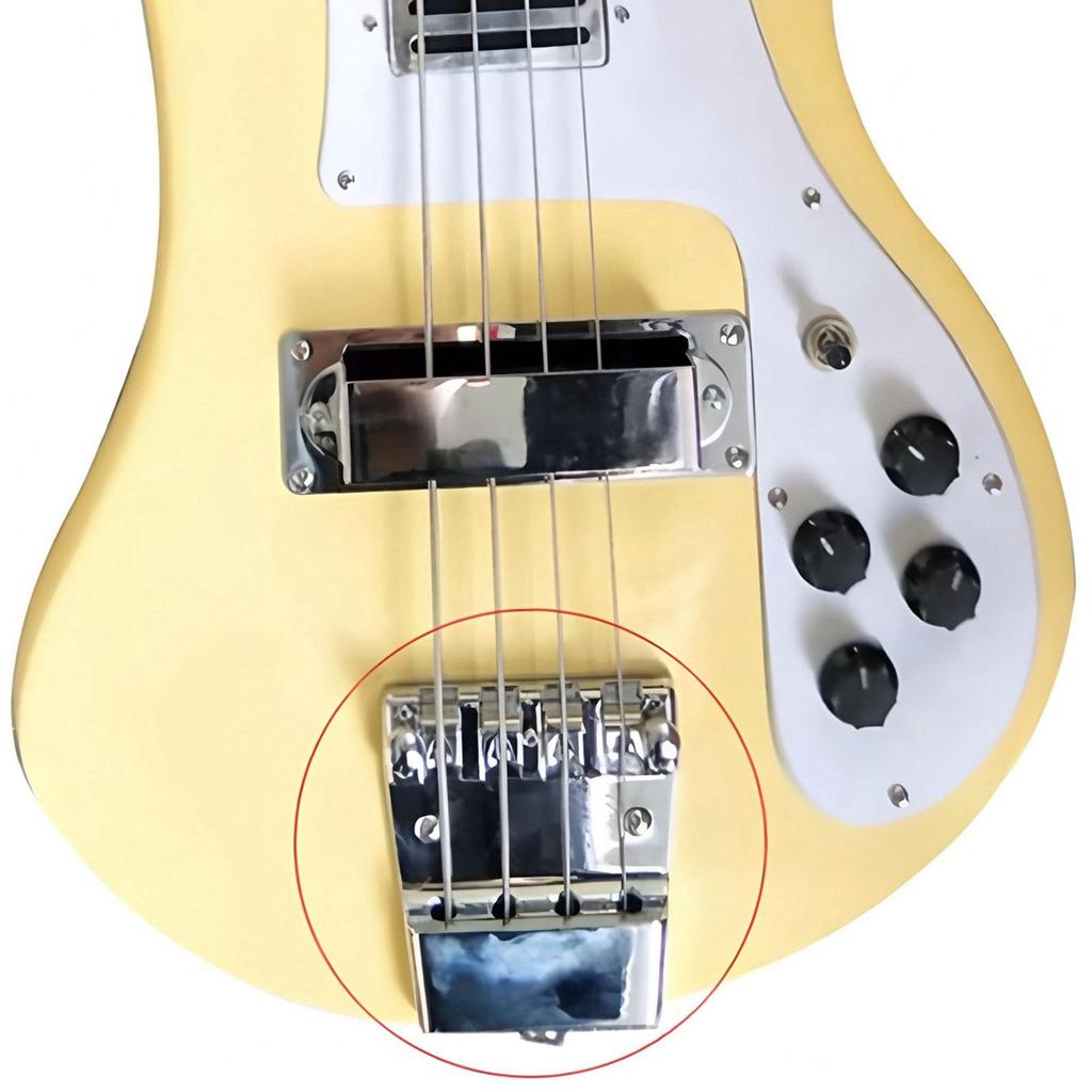 Luocute Bass Bridge for 18mm Zinc Alloy Saddle Assembly Rickenbacker, 4-String, Adjustable, Chromium-Plated