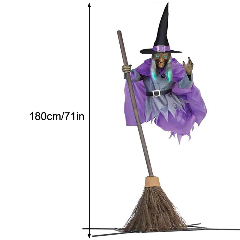 Flying Witch - Fliegende Hexe Halloween Deko, 2025 Halloween Fliegende Hexe Outdoor Mit Sound- & Bewegungsaktivierung