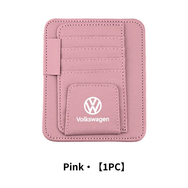 

2026 Hot For Volkswagen VW Car Sun Visor Glasses Holder Card Bag Eyeglasses Storage Clip For VW Passat Golf Tiguan Polo Scirocco рожевий