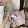 Early Autumn New Niche Design Large Capacity Pink Leopard Print Lazy Relaxation Single Shoulder Underarm Canvas Bag Women