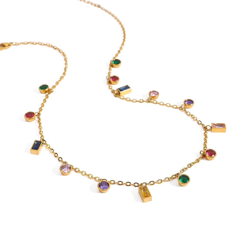 Yori Mångsidigt Färgglatt Diamant Hängsmycke Halsband Rostfritt Stål Lyxigt Halsband Högkvalitativ Mode Glänsande Smycke Gåva