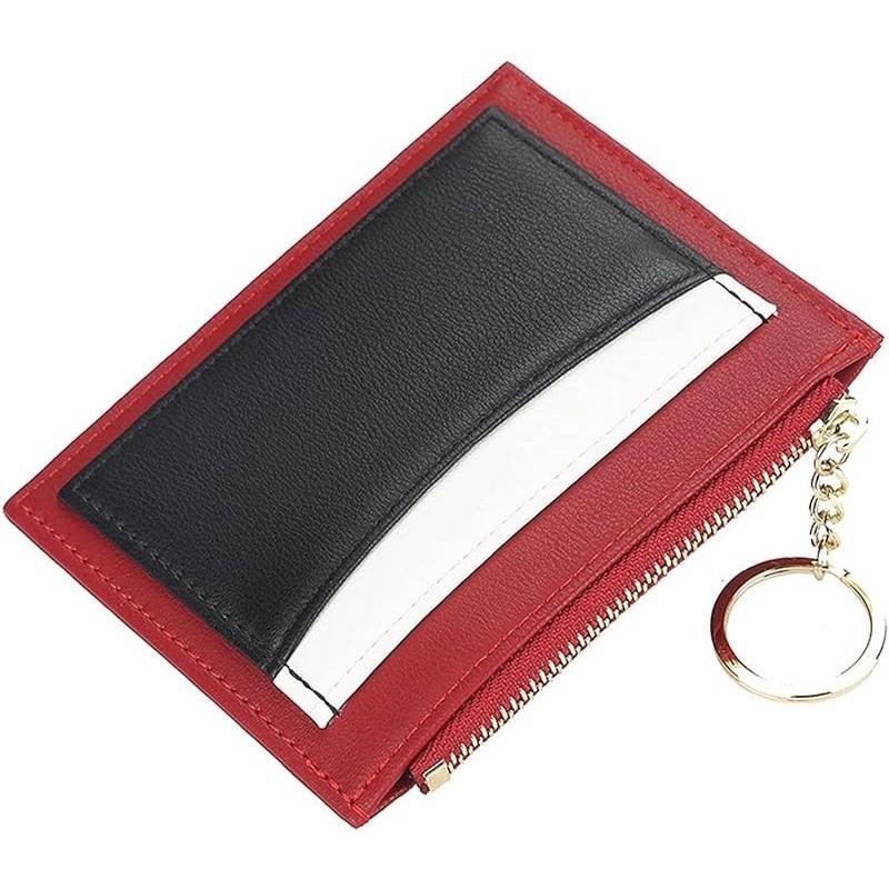 Small Wallets For Women Slim Zipper Coin Purse Pouch Card Holder Keychain Front Pocket Wallet With 5 Card Slots