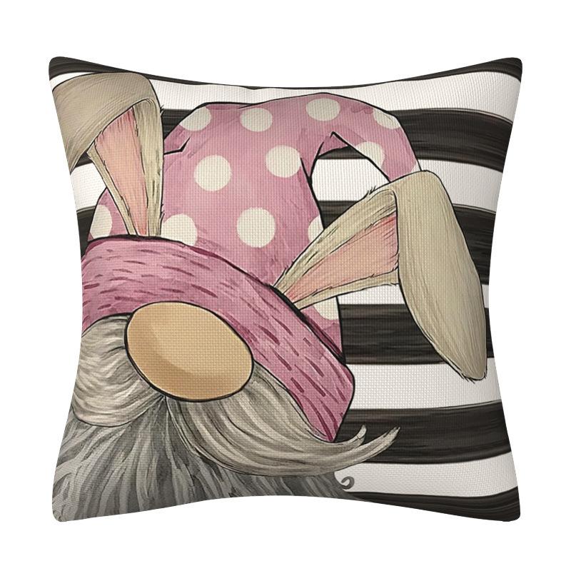 Easter Black and White Rabbit Pillowcase Spring Decorative Letter Pillow Sofa Cushion Cover
