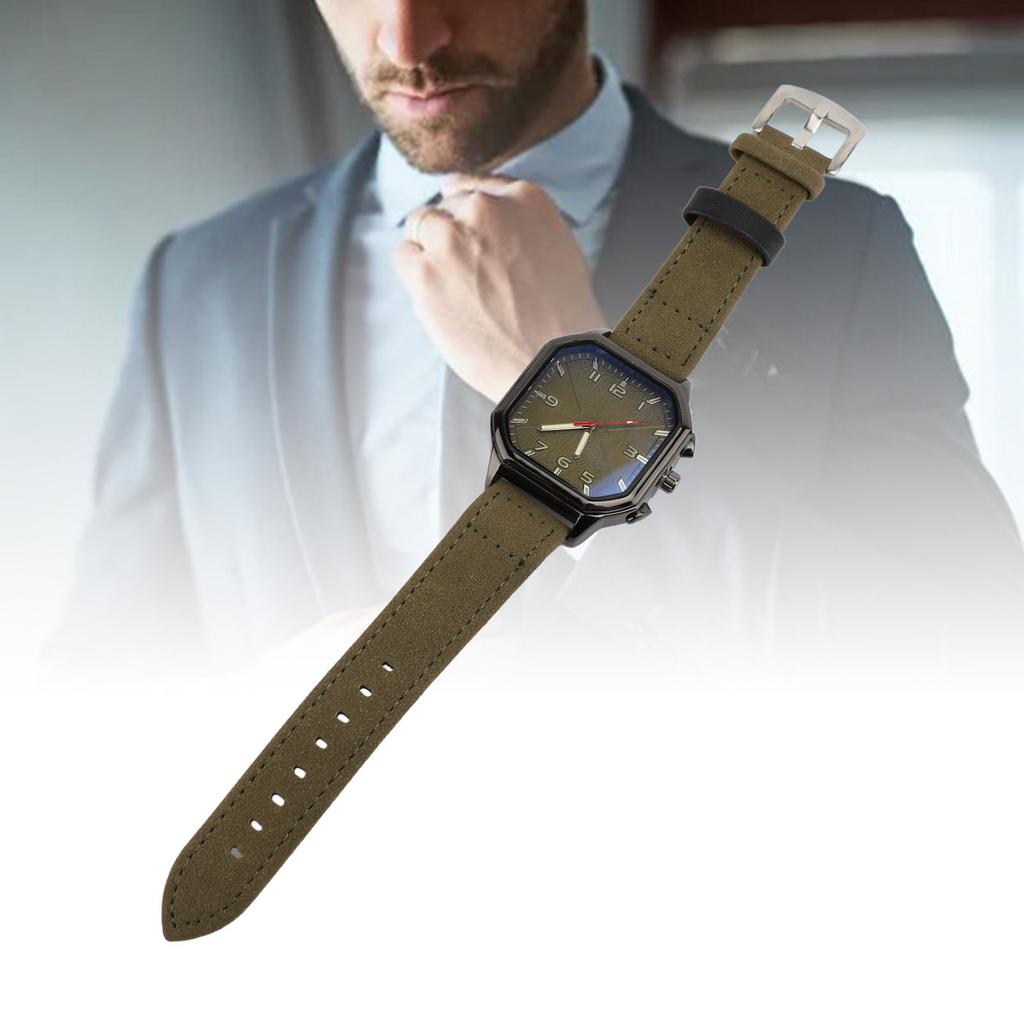 Men Watch Quartz Movement Leather Strap Stylish Retro Wristwatch for Indoor Outdoor Activities Daily Sports