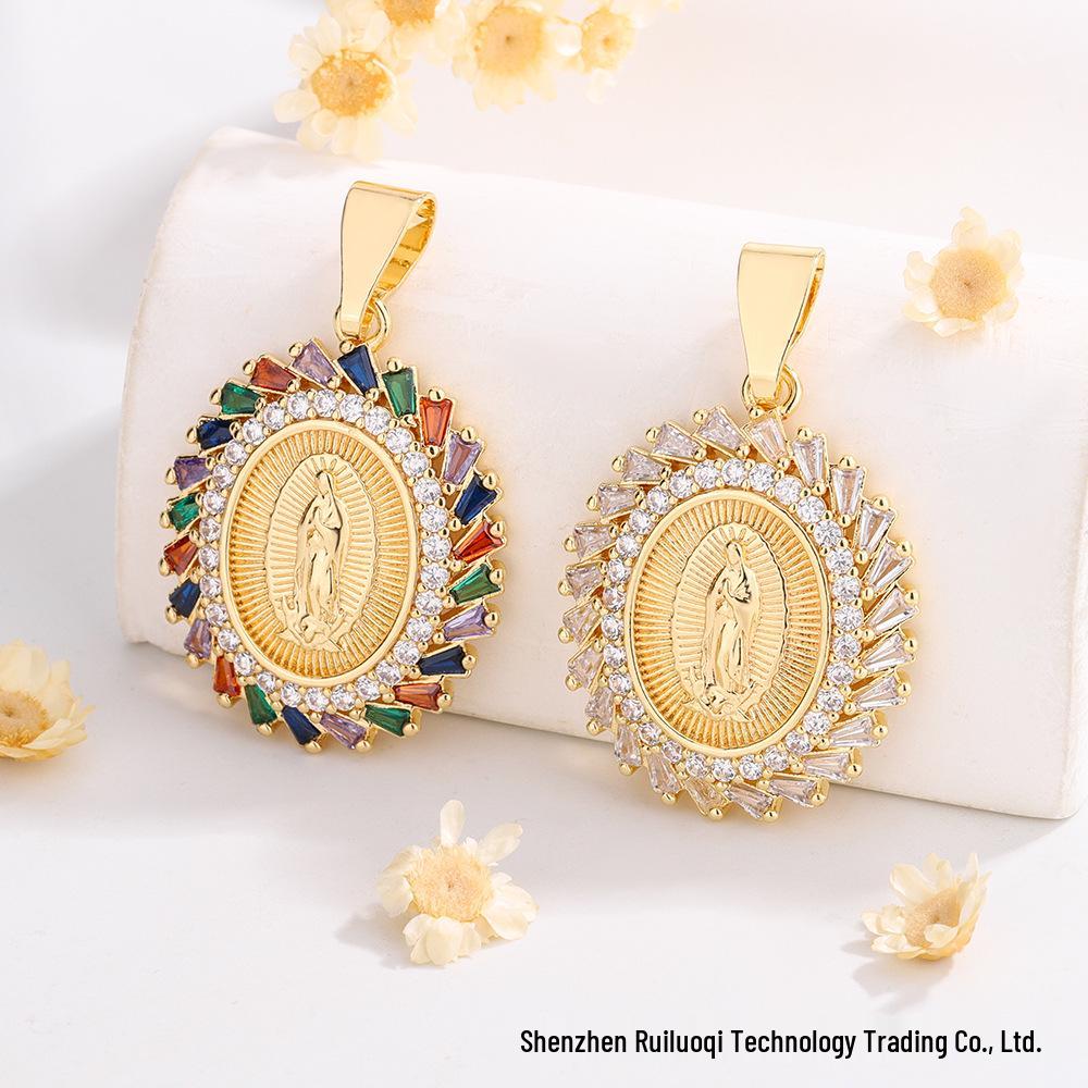 Retro Virgin Mary Zirconia Gold-plated Pendant