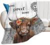 Highland Cow Blanket Natural Western Wildlife Animal Cow Cattle Pattern Landscape All Season Warm Lightweight Blankets for Sofa