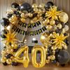 119 Stück 50. Geburtstagsdekoration für Männer & Frauen, Happy 60. Geburtstag Banner, Ballons Bogen-Set, Schwarz und Gold 40. Ballons Set