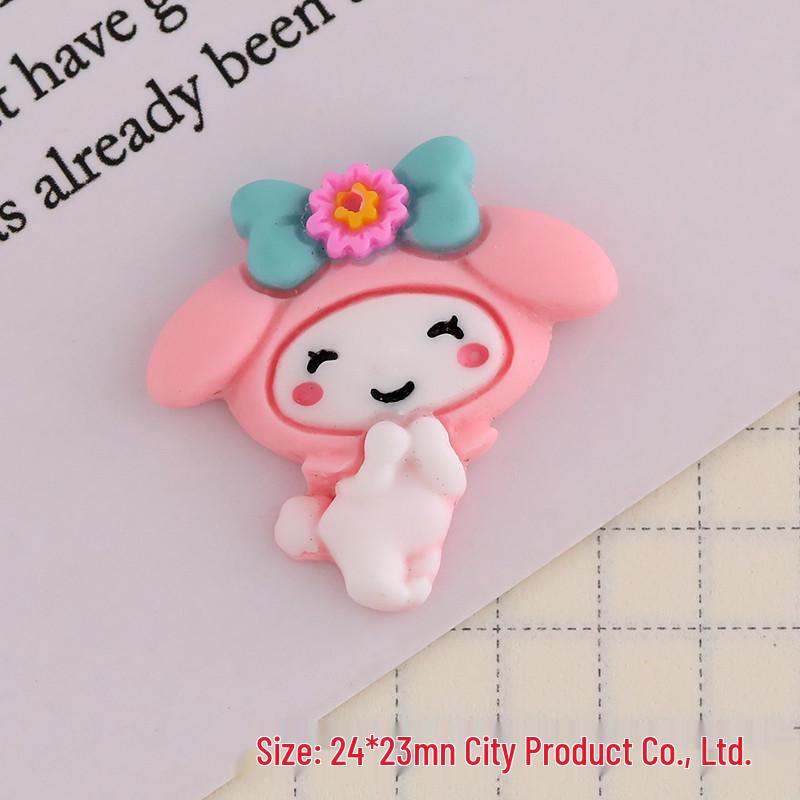 Cartoon Cherry Blossom Sanrio Resin Accessories: Phone Case, Hair Clip, Pendant, Cup, and Car Decoration.
