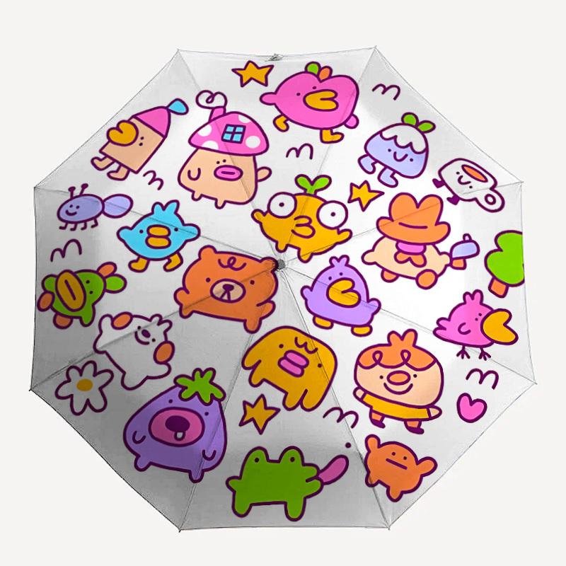 

1pc Cute Creatures Automatic Open/close Folding Umbrella, Compact Portable Travel Umbrella, Perfect Birthday/Christmas, Cute Umbrella, Durab