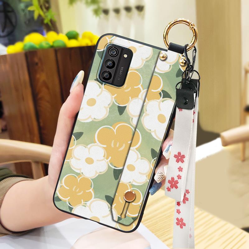 Lanyard Soft Case Phone Case For Nokia G100 Oil Painting Waterproof Anti-dust Wristband Shockproof Durable Kickstand