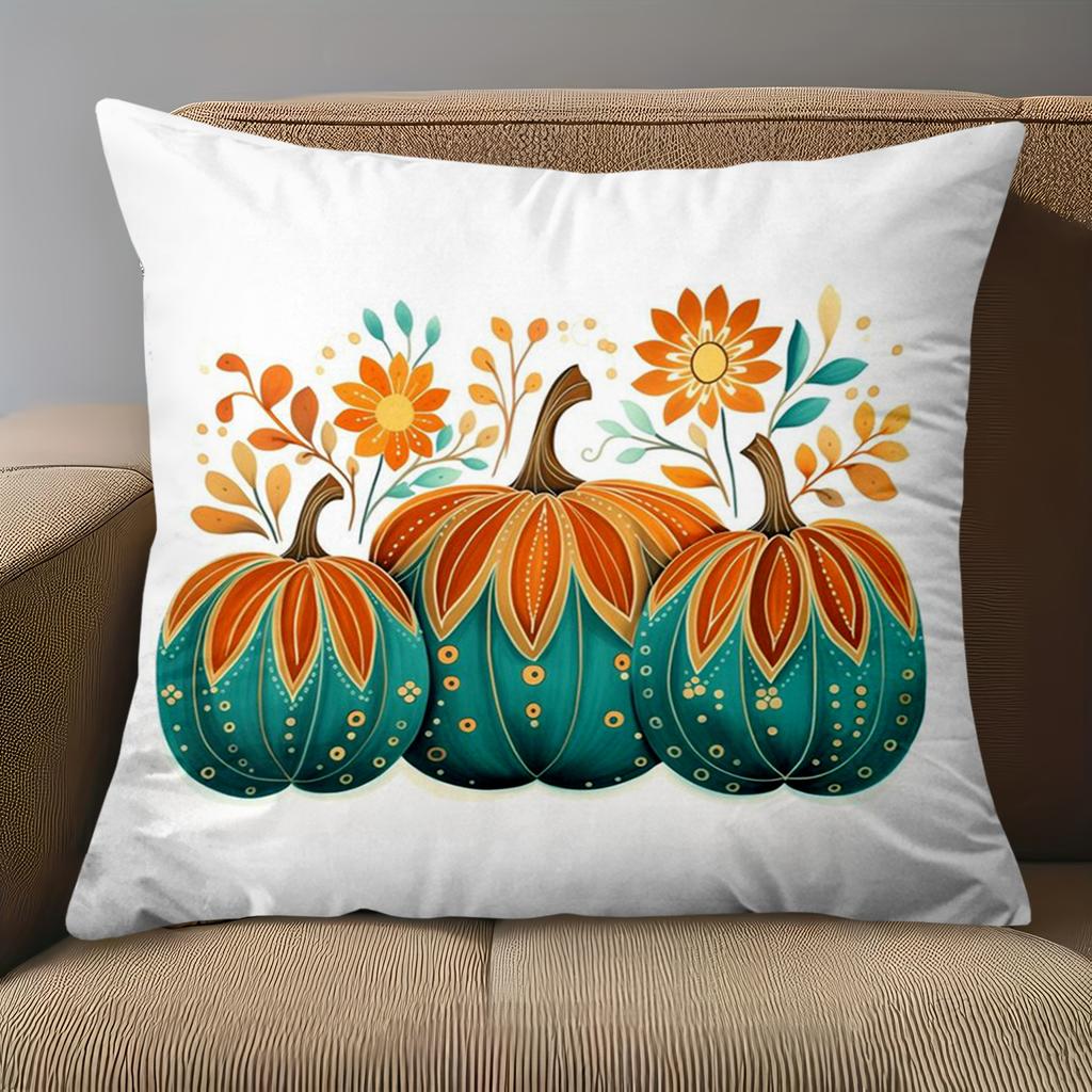 1 Pieces Floral Pumpkins Printed White Decorative Throw Pillows Polyester pillowcase, sofa  cushion cov Headboard Pillow