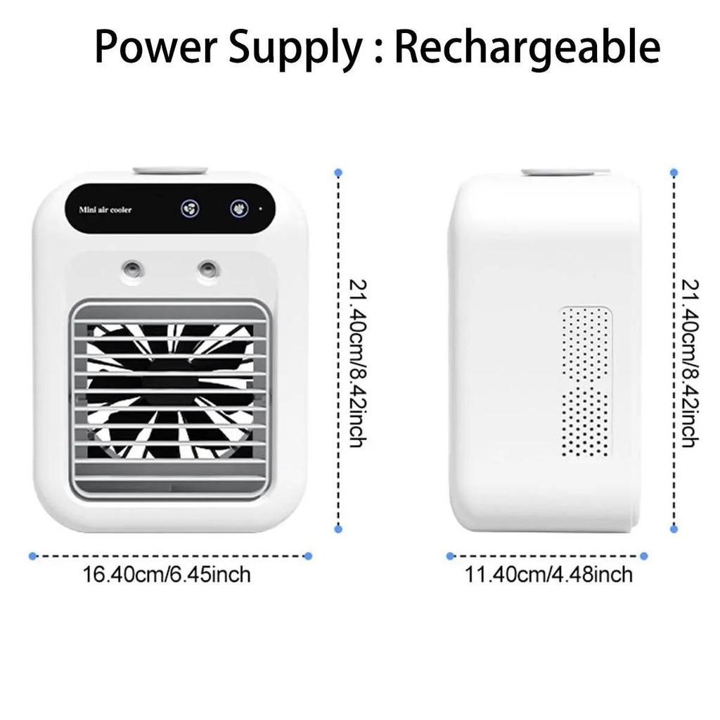 Raffreddatore d'aria personale mini portatile, ventilatore mini raffreddatore d'aria, raffreddatore d'aria ricaricabile USB con display digitale, aria piccola e leggera