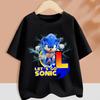 Sonics T-shirt for Children Cartoon A-Z Letter Tee Top Round Collar Clothing Summer Short Sleeve Kids Anime Partern Clothes Gift