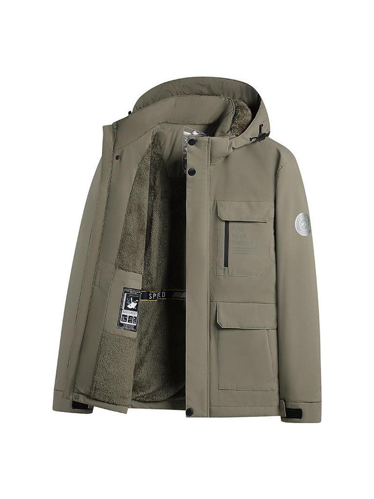 Men's Winter Hooded Jacket - Thick, Windproof, and Warm Outdoor Workwear