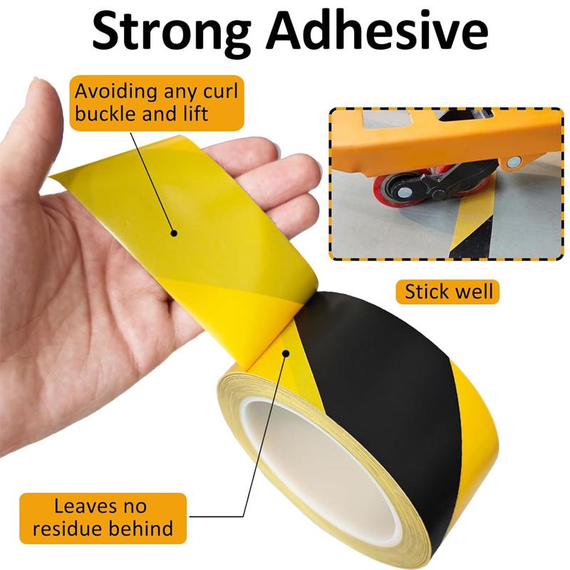 108Feet Black Yellow Caution Tape Adhesive Waterproof Hazard Tape For Floors Staircase Equipment Dangerous Area Waring StripePinstriping Tape 3