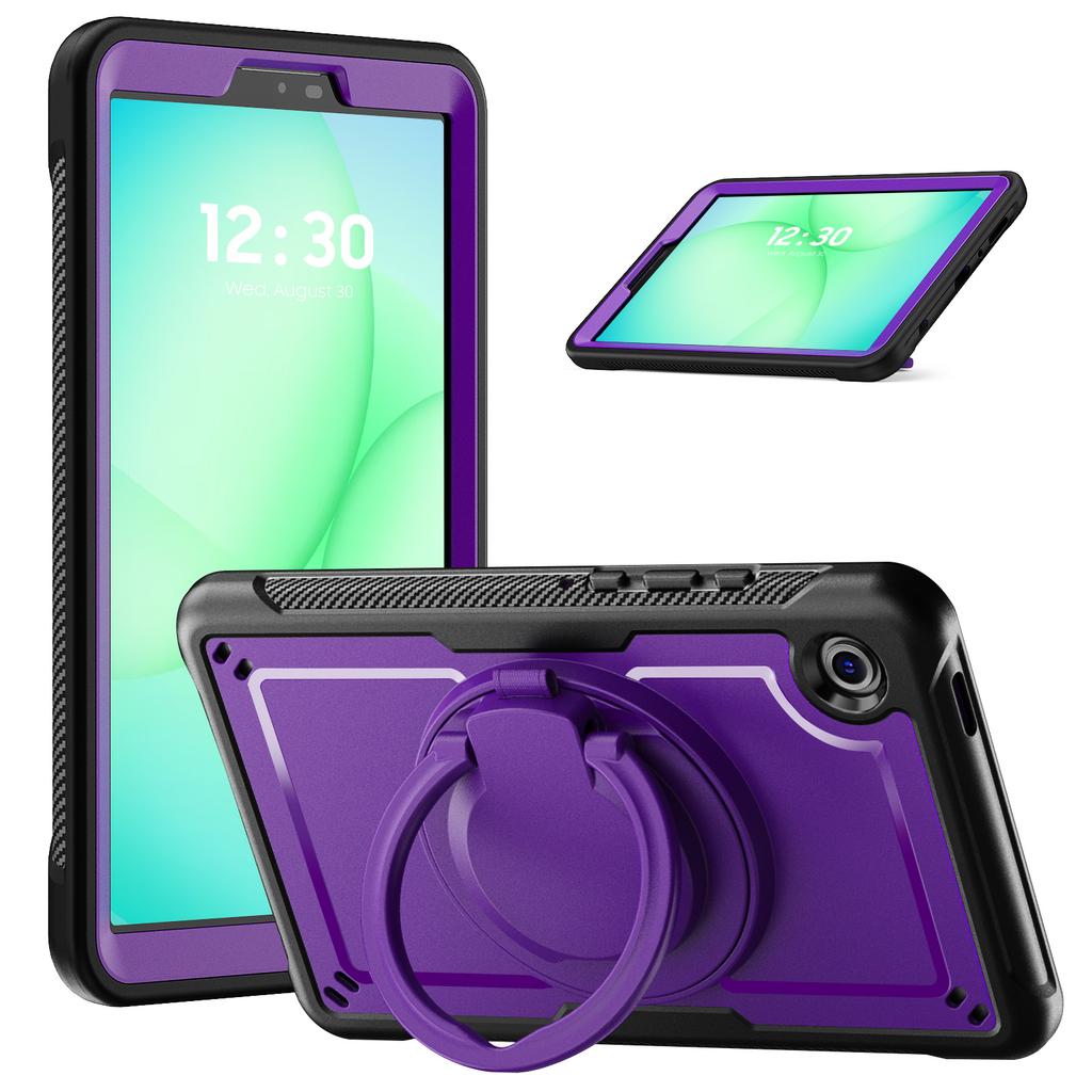 For Samsung Galaxy Tab A11/A9 Case Rotating Kickstand PC + TPU Shockproof Tablet Cover with Shoulder Strap