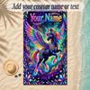 Unicorn Theme Soft Beach Towel Personalized Custom Name Text Towel Portable for Beach Pool Travel