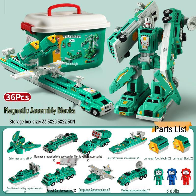 Children's Magnetic Transforming Robot Building Blocks Toy Set