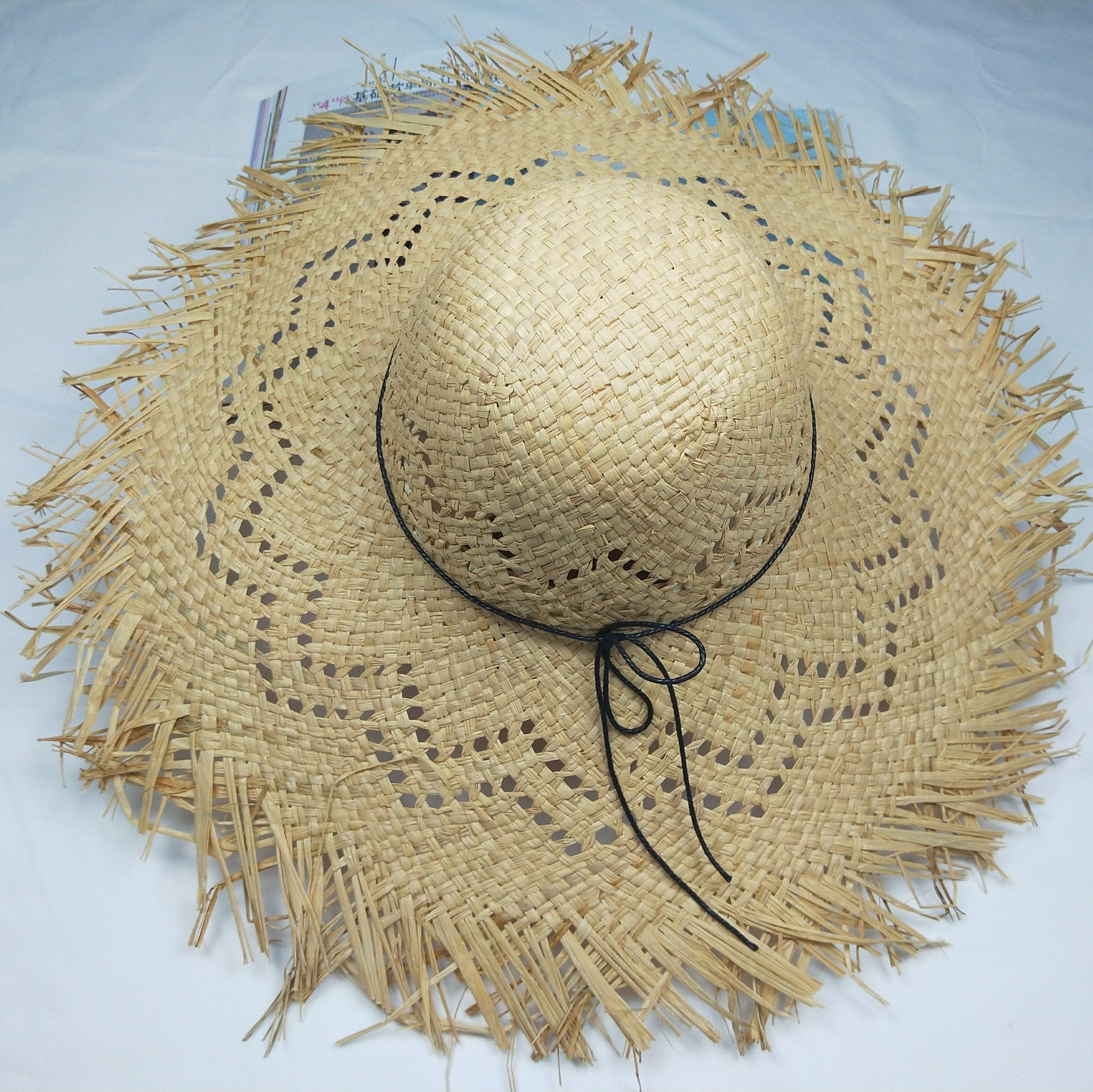 

H7785 Жіночі капелюхи із солом’яної рафії та широкими полями. Жіночі пляжні шапки з великими полями. Солом’яний капелюх. F