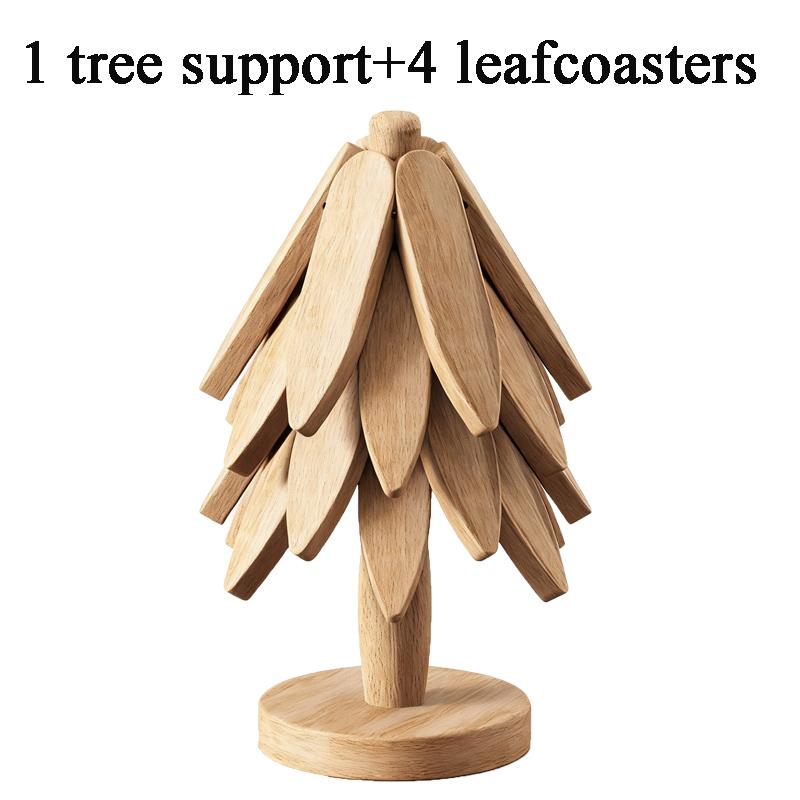 Trivett i tre for varme retter Sammenleggbar treform Svart valnøtt Bordmatte Holdere Varmeisolert underlagsett Brikker Anti-skålding Varme