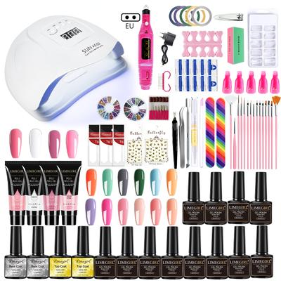 Limegirl Nail Set 18/12 Pcs Kit de esmalte em gel com lâmpada LED UV Secador Soak Off Conjunto de ferramentas de manicure Conjunto de ferramentas de unha elétricas