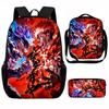Set Zaino Scolastico Cartone Animato Anime Bambini Leggero Ergonomico Borsa a Spalla Doppia Con Portapranzo Astuccio Tessuto Oxford