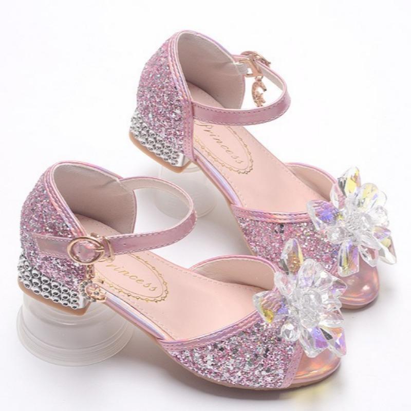 Children's High-heeled Sandals, Fashionable Performance Shoes, Flower Girl Princess Shoes, Catwalk Crystal Shoes