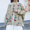 Johnature Women Vintage Print Floral Jackets O-Neck Long Sleeve Coats Spring Button Bat Sleeve Pockets Female Jackets