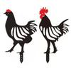 Black Metal Rooster Hen Garden Stake Decor Outdoor Fence Wall Mounted Iron Decor