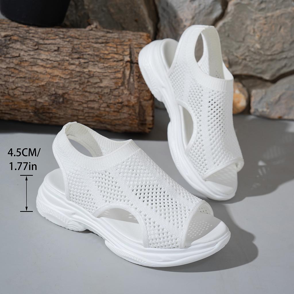 Summer Fashion Women 2026 Peep Toe Platform Wedge Comfortable Black White Mesh Breathable Non-slip Sandals Casual Beach Sandals