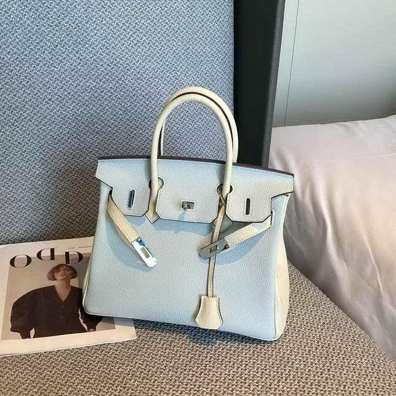 Erste Schicht Rindsleder Togo Leder Farbabstimmung 25-30CM Platin Tasche (H01-BK)