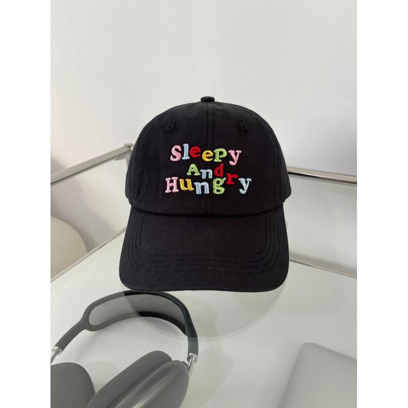 

Candy-colored women s spring-summer Korean-style soft-top sunshade baseball cap, versatile and cute, with letter embroidery, duckbill cap for Adjustable（56-58cm） чорний