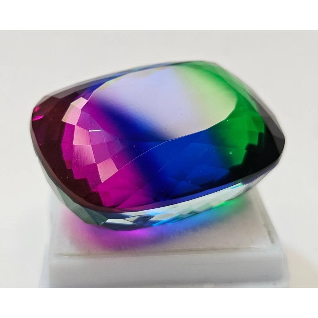 Stunning Natural Tourmaline Bi-Color 75+ Ct Cushion Cut Certified Gemstone