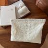 Elegant Cosmetic Organizer Boho Cosmetic Bags French Style Pouch Beige Lace Embroidery Minimalist Floral Makeup Bag for Women