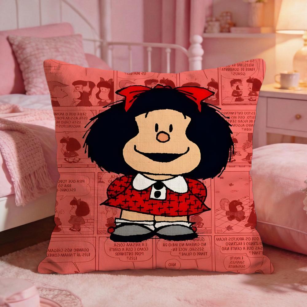 MMafaldaS Cute Cartoon Cushion Cover Premium Comfort Reversible Pillow Cove Two In One Design For Any Room Car Interior
