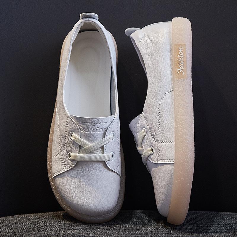 Echtes Leder Damen Schwangere Sommer Modelle Flachsohlig Rindersehnensohle Flacher Schaft Retro Mori Große Größe Einzelne Schuhe Damen