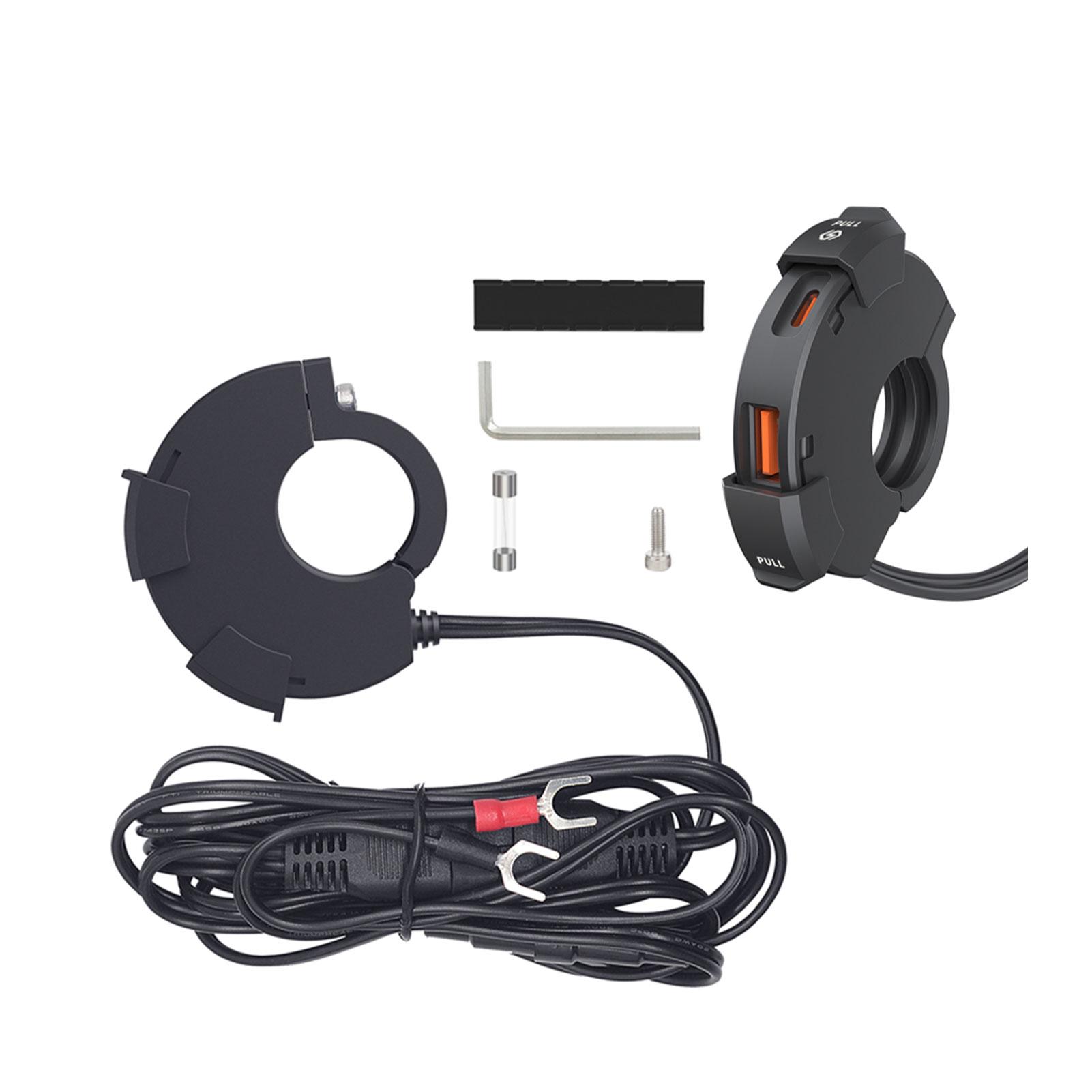 

DC12V-24V мотоциклетное USB быстрое зарядное устройство водонепроницаемый разъем типа C сотовый телефон порт розетка питания мобильные зарядные устройства вилка для мотоцикла чёрный