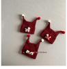 Children's Red Elf Knit Hat with Ear Protection for Autumn/Winter - Cute Pom-Pom Design for Boys and Girls