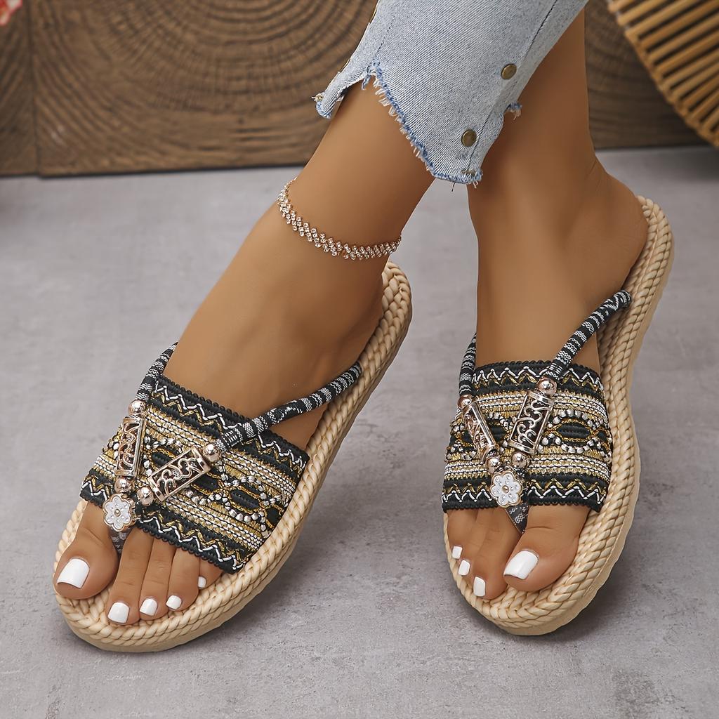 [Fashionable | Elegant] Fashionable Elegant Women's Chinese Ethnic Flat Sandals | Women Shoes