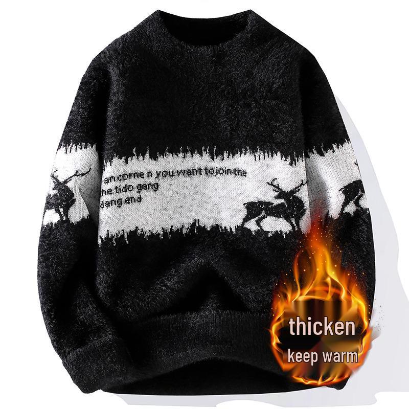 Men s Faux Mink Velvet Half-High Collar Sweater - Warm Winter Base Layer XXXXL