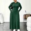 Women's Fashion Color Hooded Ribbed Dress with Slim Fit Cinched Waist and Pockets